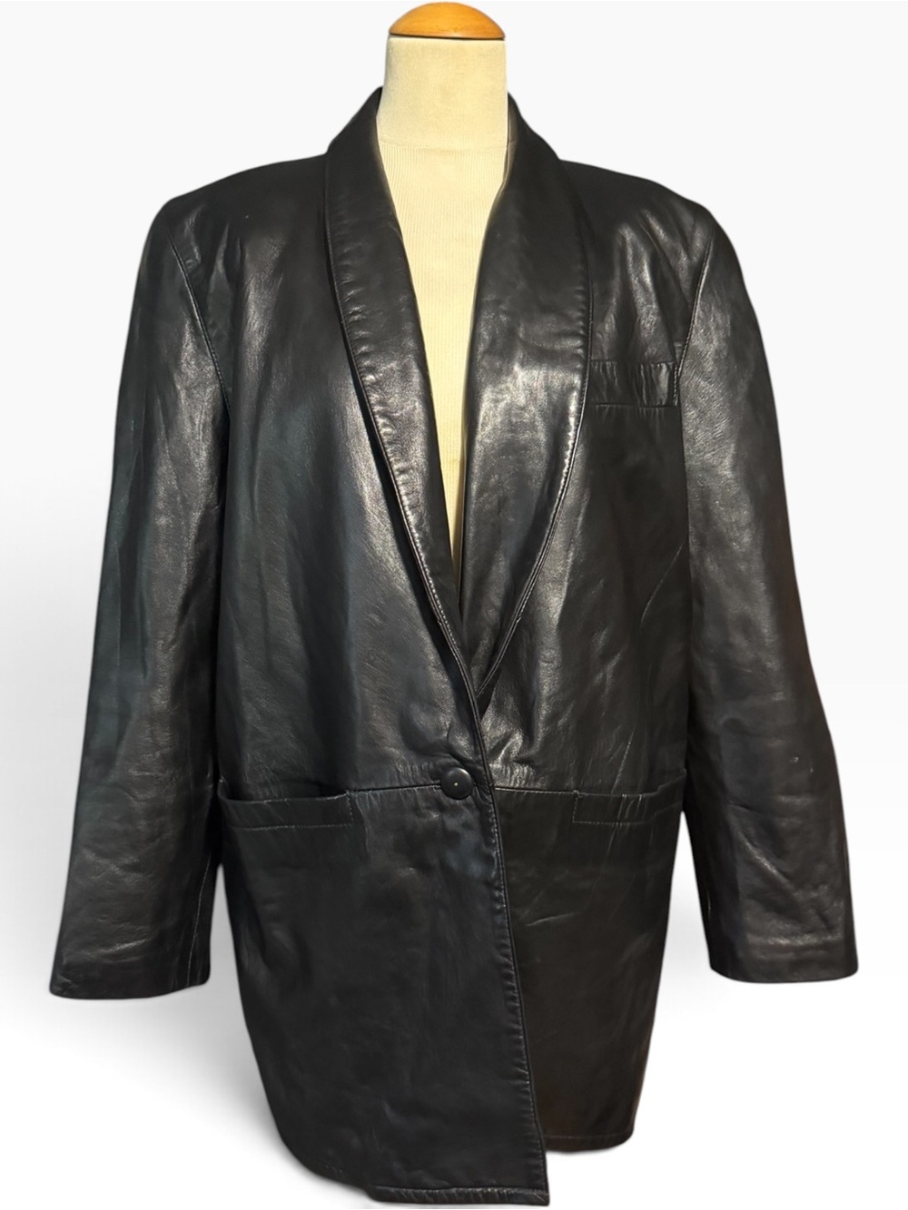 Vintage Siena New York Leather Blazer Coat Black Size Medium